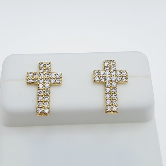 "14K Gold Plated 925 sterling silver luxury CZ Earring, RJUS2112 - Picture 10 of 11